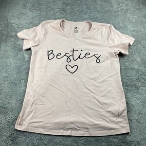 UB Unique Baby Shop Ladies Shirt Medium "Besties" Pink Short Sleeve